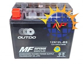 Ắc Quy khô OUTDO 12N12L-BS 12V 12AH dùng cho mô tô phân khối lớn, Xe Vespa...