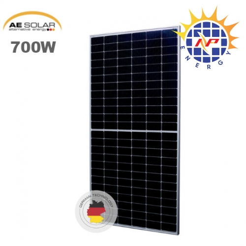 Tấm pin năng lượng mặt trời AE Solar 700W, hai mặt kính, hiệu suất vượt trội