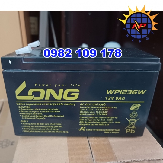 Ắc quy kín khí Long 12V-9Ah WP1236W, F2