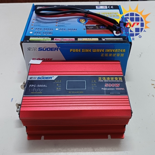 Bộ chuyển điện sin chuẩn 500w 12v sang 220v hãng Suoer có màn hình hiển thị