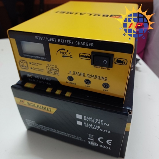 Bộ sạc bình ắc quy thông minh 12V-24V 200Ah, tự động ngắt khi đầy hãng Bolaimei BLM-168