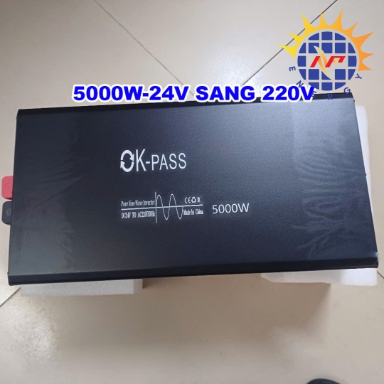 Bộ chuyển đổi điện sin chuẩn 5000W 24V sang 220V có màn hình hiển thị hãng OK Pass