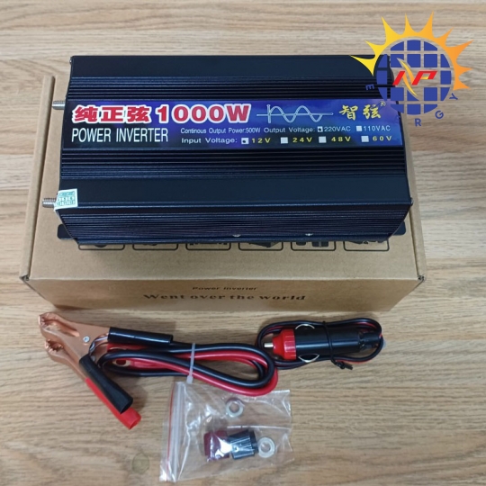 Bộ chuyển đổi điện sin chuẩn 1000W-12V sang 220V có màn hình