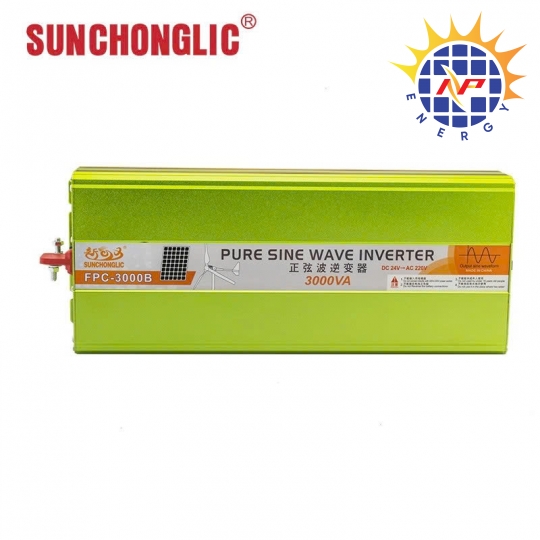 Bộ chuyển đổi điện sin chuẩn 3000W 24V sang 220V hãng Sunchonglic