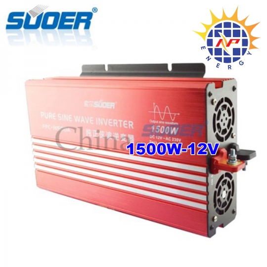 Bộ chuyển đổi điện sin chuẩn 1500W-12V sang 220V hãng Suoer