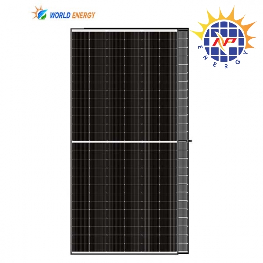 Tấm Pin Năng Lượng Mặt Trời World Energy 630W – Viền Đen Hai Mặt Kính