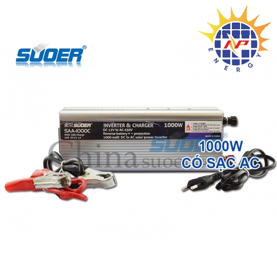 Bộ chuyển đổi điện 1000W 12V lên 220V có kết hợp sạc ắc quy 10A 