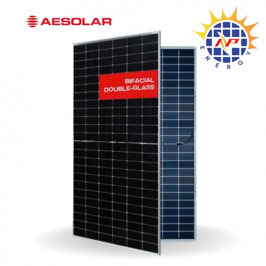 Tấm pin năng lượng mặt trời AE Solar 620W, hai mặt kính, hiệu suất cao