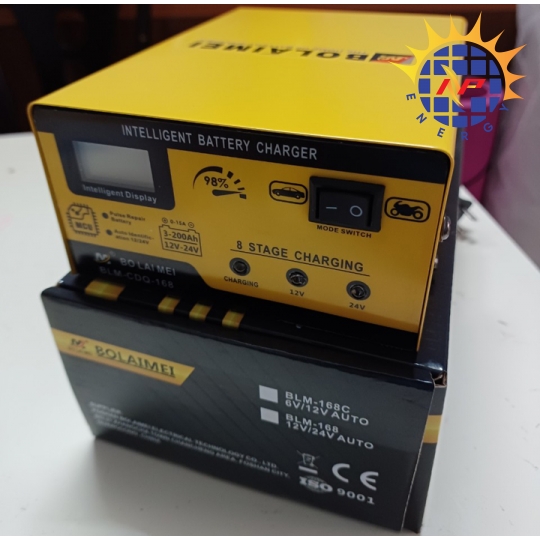 Bộ sạc bình ắc quy thông minh 12V-24V 200Ah, tự động ngắt khi đầy hãng Bolaimei BLM-168