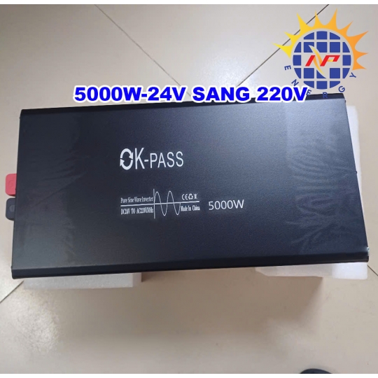 Bộ chuyển đổi điện sin chuẩn 5000W 24V sang 220V có màn hình hiển thị hãng OK Pass